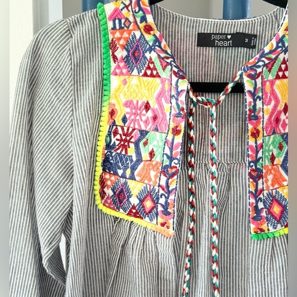 3/$18 Fun Paper Heart Vacation Beach Cover Up W/bombom & Embroidery Resort - Picture 2 of 4